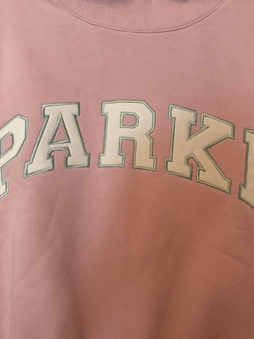 Parke Sweatshirt Pink Mock Neck Pullover Graphic Logo - Picture 2 of 5